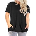 thumbnail image 3 of LANREMON Plus Size Tunics Tops for Womens Casual Short Sleeve Round Neck T Shirts Women Blouse with Pockets Black 18 Plus, 3 of 8