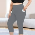 thumbnail image 2 of newwalpole Womens High Waist Capri Yoga Leggings Cropped Pant for Workout with Two Pockets Gray for Size 3XL, 2 of 9