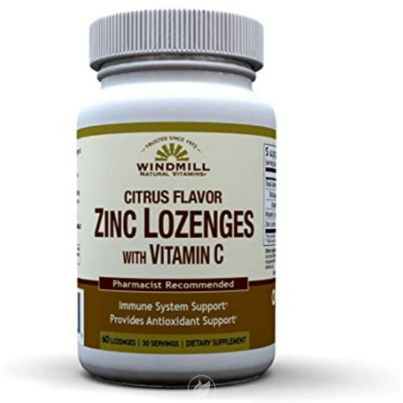 Windmill Citrus Flavor Zinc Lozenges With Vitamin C 60 Lozenges, Pack of 2