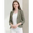 thumbnail image 2 of INSPIRE CHIC Blazer Ouvert à Rayures pour Femmes à Manches 3/4, 2 of 6