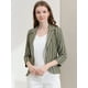 thumbnail image 2 of Blazer De Solapa Con Muescas Y Mangas 3/4 A Rayas Para Mujer ejercito verde L, 2 of 6