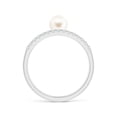 thumbnail image 2 of ANGARA Freshwater Cultured Pearl Dual Shank Ring with Diamonds in 14K White Gold for Women | June Birthstone, Birthday, Anniversary, Jewelry Gift for Women | Pearl Ring, 2 of 10