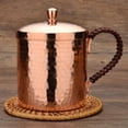 thumbnail image 5 of EASTIN 11.83oz/18.6oz Handcrafted Hammered Copper Cups - Rose Golden & Black  Heavy Pure Solid Copper Mugs with Lid for Travel  Outdoor  and Home Use, 5 of 7