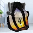 thumbnail image 4 of Yoga Soft Flannel Fleece Throw Blanket, Man Silhouette Doing Yoga in Old Building at Orange Sunset Mental Meditative, Cozy Plush for Indoor and Outdoor Use, 50" x 70", Multicolor, by Ambesonne, 4 of 5