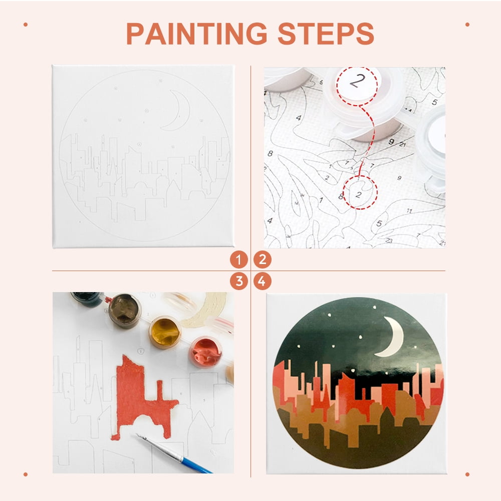 Paint by Numbers Set for Adult Beginners, 8x8 Inch DIY Oil Paint by Numbers for Kids with Frame for Home Decoration (Cartoon Panda)