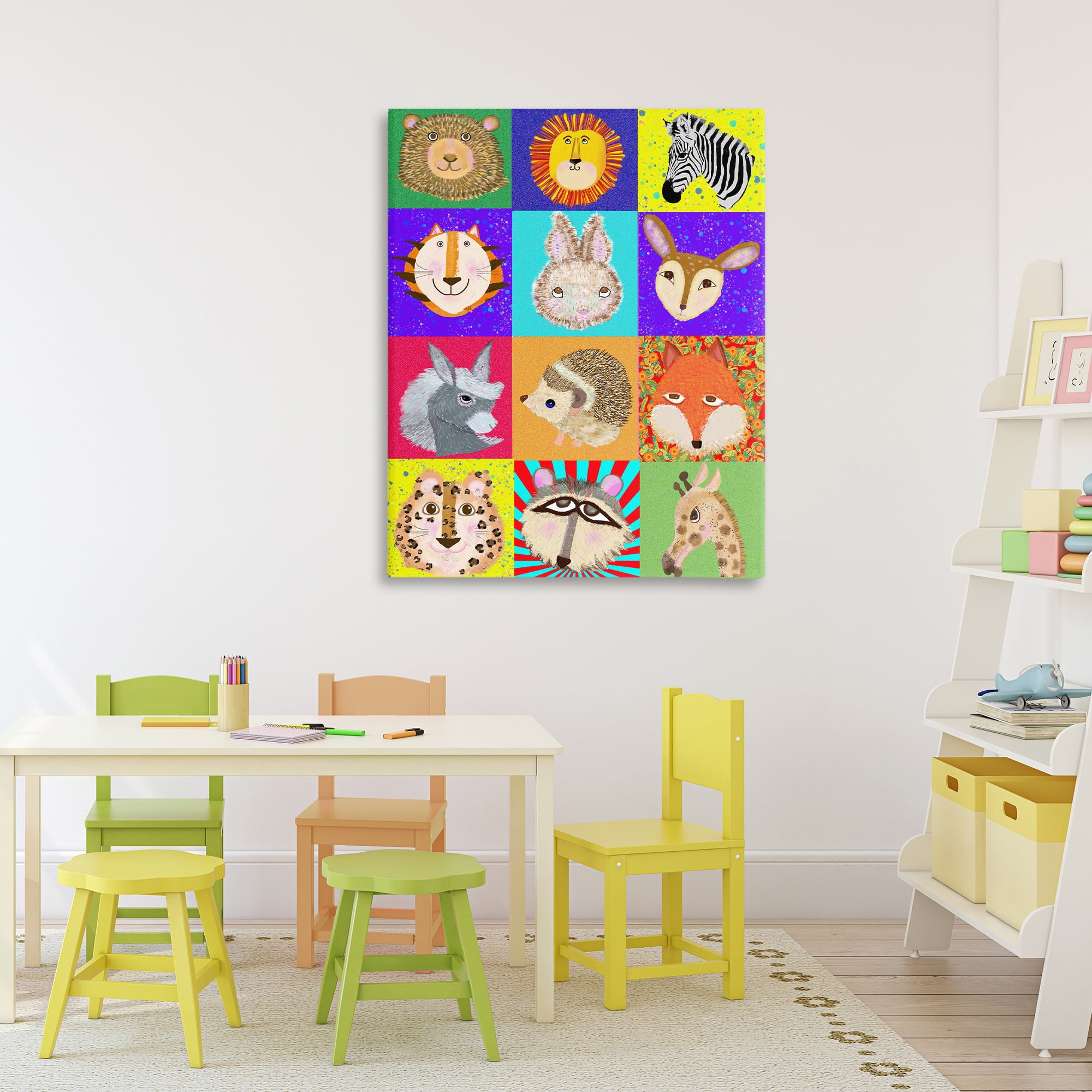 Furry Faces Animals Canvas Wall Art, design by Lynnda Rakos
