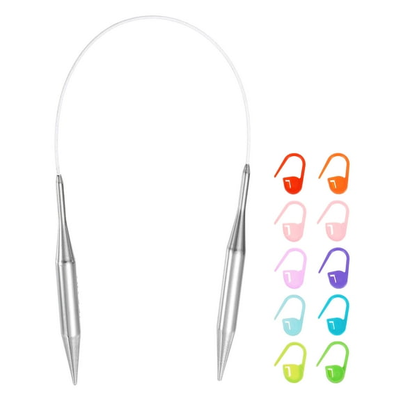 Uxcell Knitting Needles Size US 15(10mm) Circular Needle 16 Inch(40cm) Round Metal Stainless Steel Needle for Handmade Projects DIY Knitting