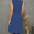 thumbnail image 4 of Women's Summer Dress Short Sleeve V-Neck Solid Color Pocket Makings Dress, Dark Blue 3XL on Clearance, 4 of 5