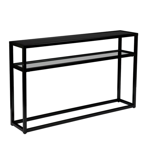 HomeRoots 50" Black Glass Frame Console Table With Storage
