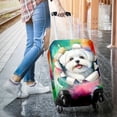 thumbnail image 3 of Funny Watercolor Adorable Maltese Peeking Through Torn Paper Effect Travel Luggage Cover Maltese Dog Lover Gifts Idea Suitcase Dust Protective Decor - 00026, 3 of 5