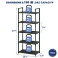 thumbnail image 5 of GPED 5-Tier Plastic Storage Shelves, 57" Garage Rack Storage Organizer, Multipurpose Shelf for Home, Basement, Utility Room, 10.6"D x 20"W x 57"H, Black, 5 of 7