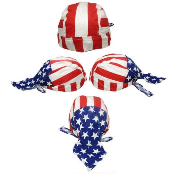 USA US Stars & Stripes Printed Red/White/Blue Do Rag Doo Rag Skull Cap Head Wrap
