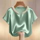 thumbnail image 5 of Eres Más Que Una Camisa de Puntuación de Prueba Moda de Verano de Mujer Color Sólido Casual Cuello en V Top de Manga Corta Mujeres Tops de Verano Casual, 5 of 5