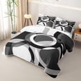 thumbnail image 3 of Castle Fairy Vintage Concentric Ring Twin Quilt Set 2 Pieces,Abstract Overlap Circle Twin Coverlet Set,Charcoal Gray Black White,1 Bedspread and 1 Pillowcase, 3 of 7