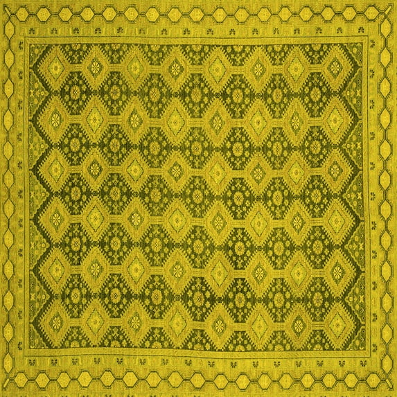 Ahgly Company Indoor Square Abstract Yellow Modern Area Rugs, 5' Square