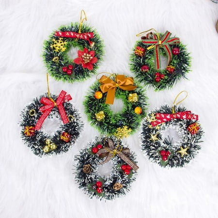 

5 Pcs Creative Christmas PVC Mini Wreath Christmas Red Fruit Gift Wrap Pendant Christmas Tree Hanging Pendant Decor One for each color(12 cm/4.7 in)