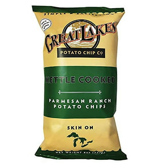 Great Lakes Potato Chips TMA2 Parmesan Ranch Kettle Cooked Potato Chips, 8 oz. Bags (3 Bags)