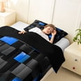 thumbnail image 4 of Manfei Abstract 3D Cube Twin Comforter Sets, Geometric Checkered Bedding Set, Black and Blue, Black Reversible 2 Pieces, 1 Comforter and 1 Pillowcase, 4 of 6