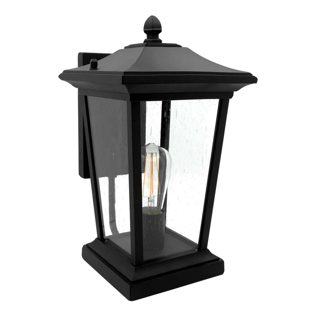 Maxxima LED Outdoor Wall Light Seeded Glass, ST19 Bulb Included, 800 Lumens, 60 Watt Equivalence 2700K Warm White