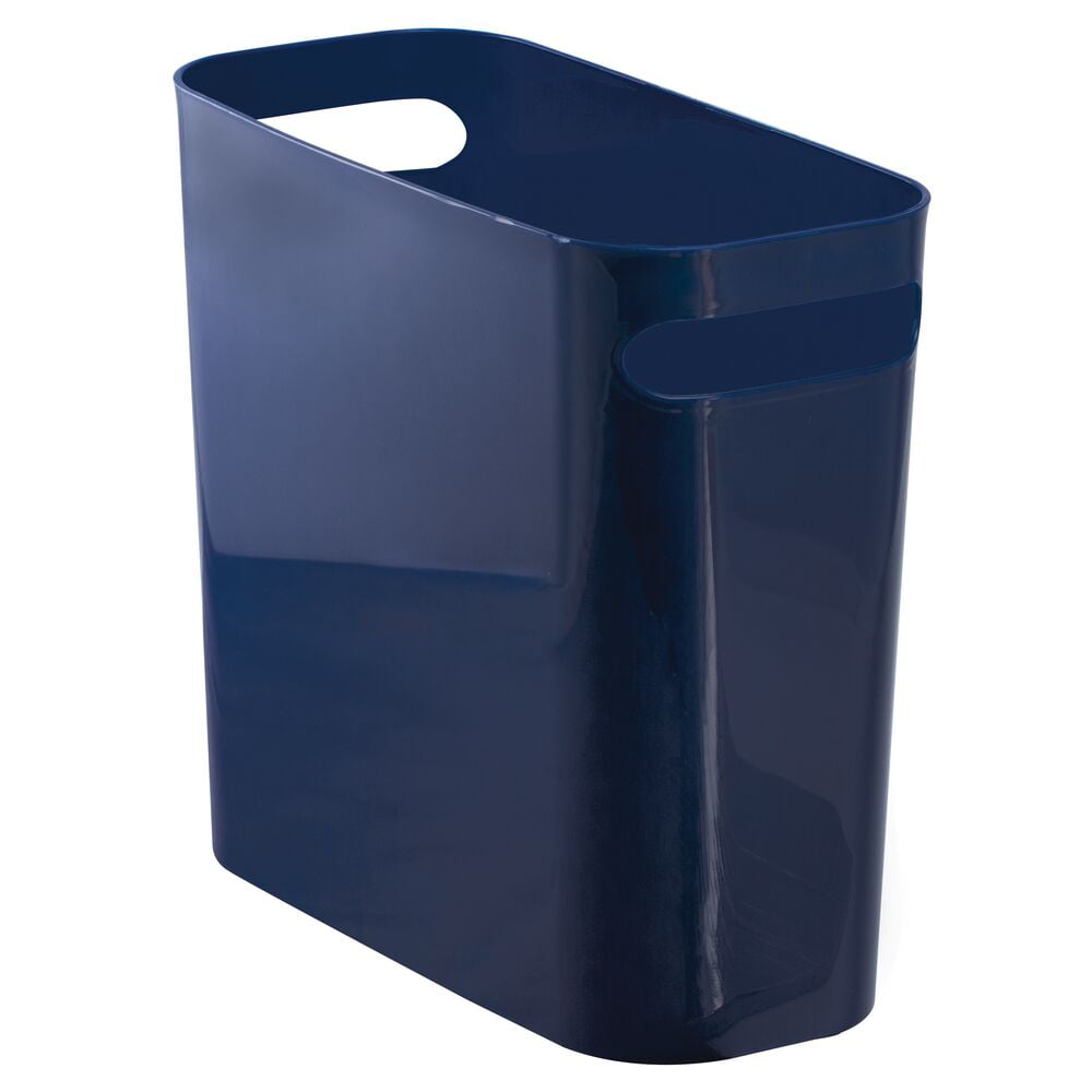 Navy Blue mDesign Slim Plastic Small Round Trash Can Wastebasket Garbage Bin 