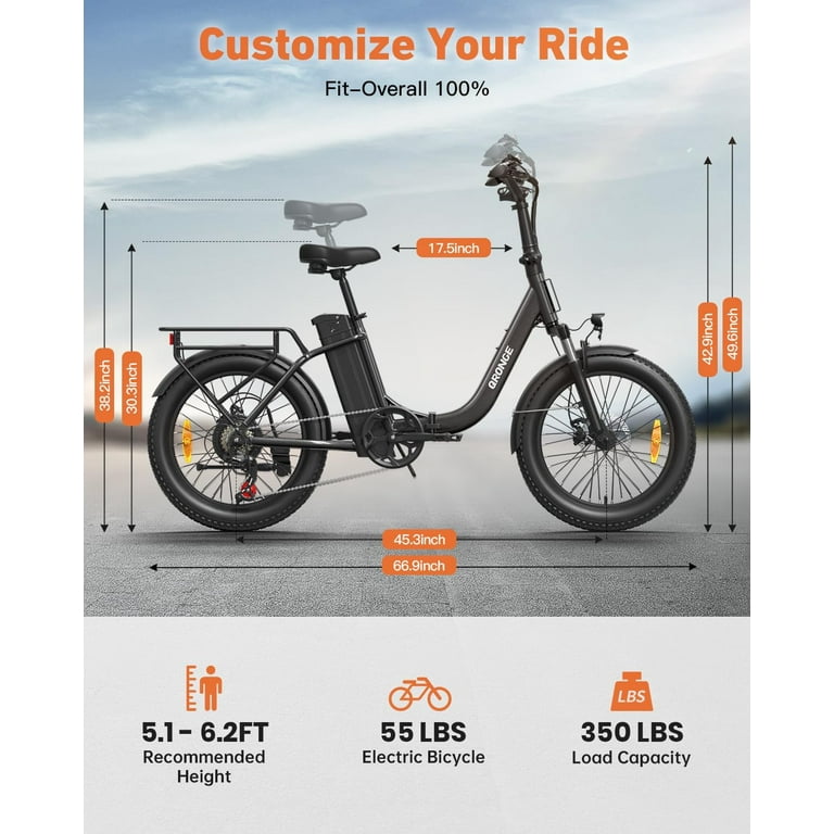 QRONGE Electric Bicyles,720W Peak 36V Folding Electric Bike