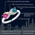 thumbnail image 2 of Gem Stone King 925 Sterling Silver and 10K Yellow Gold Pink Created Sapphire London Blue Topaz and White Lab Grown Diamond Women Ring (1.19 Cttw, Available in Size 5, 6, 7, 8, 9), 2 of 6