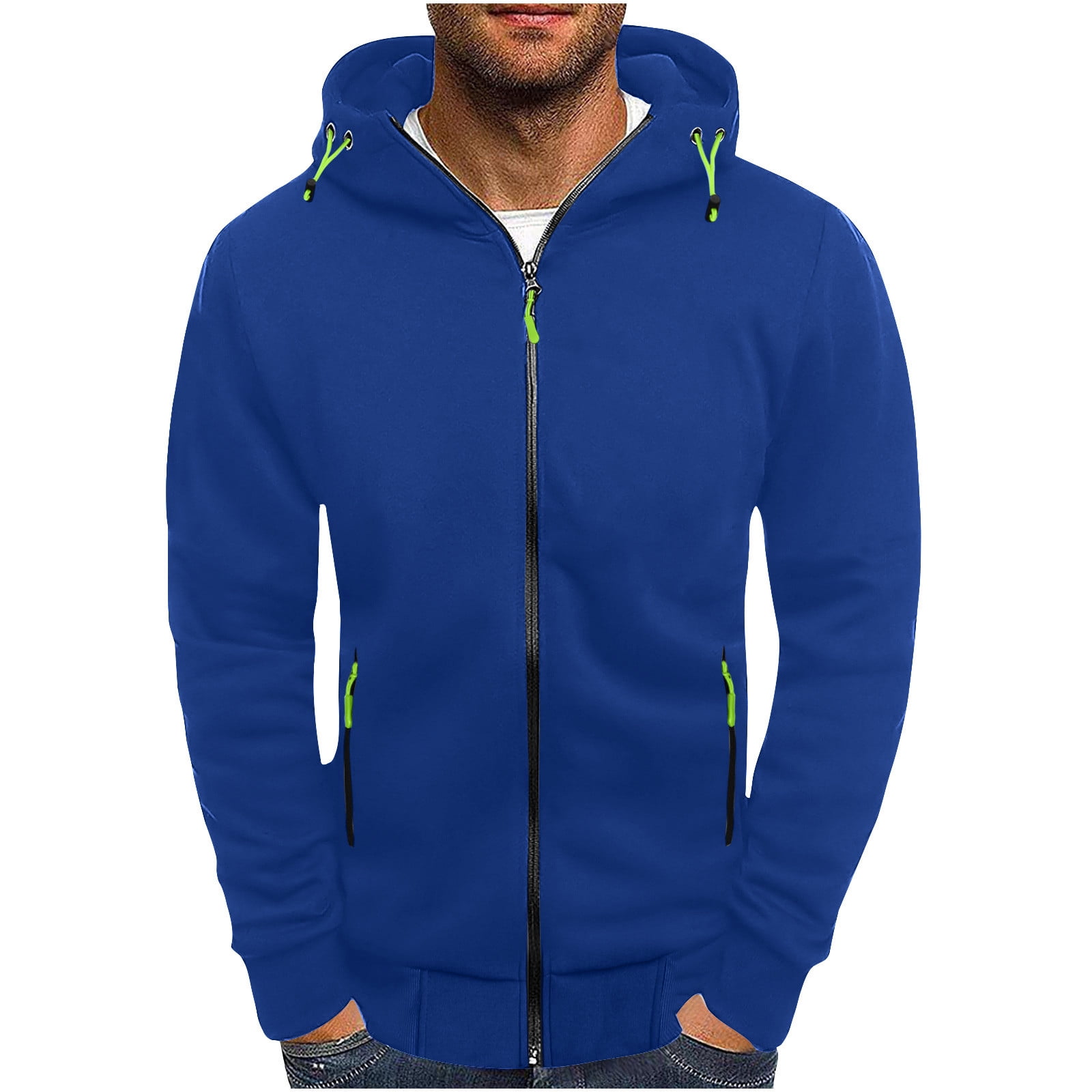 HAOTAGS Mens Hoodie Sweatshirt Zip Up Hooded Sweatshirts Soft Casual Sport Hoodies Blue Size XL