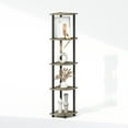 thumbnail image 2 of Furinno Turn n Tube 5 Tier 11.6 in x 57.7 in Particle Board French Oak Corner Bookcase, 2 of 6