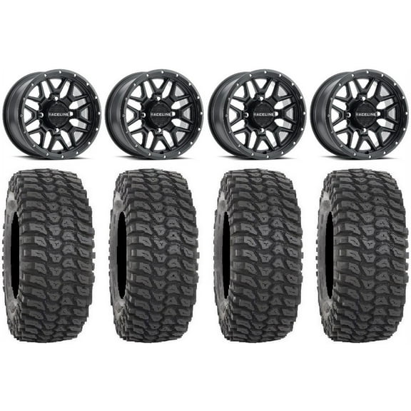 Raceline Krank 15" Wheels Black 32" XCR350 Tires Polaris RZR XP 1000 / PRO XP / Ranger XP 900/1000
