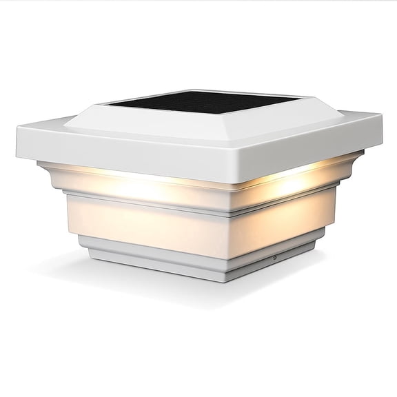 Classy Caps Regal Solar Post Cap - Fits 4"x4" Posts - White Vinyl (PVC)
