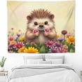 thumbnail image 3 of RKSupls Tapestry Wall Hanging Art, Cute Hedgehog with Colorful Daisies Tapestry Decoration for Daily Bedroom, Living Room, Dorm, Apartment Hallway Home Decor,60*50in, 3 of 5