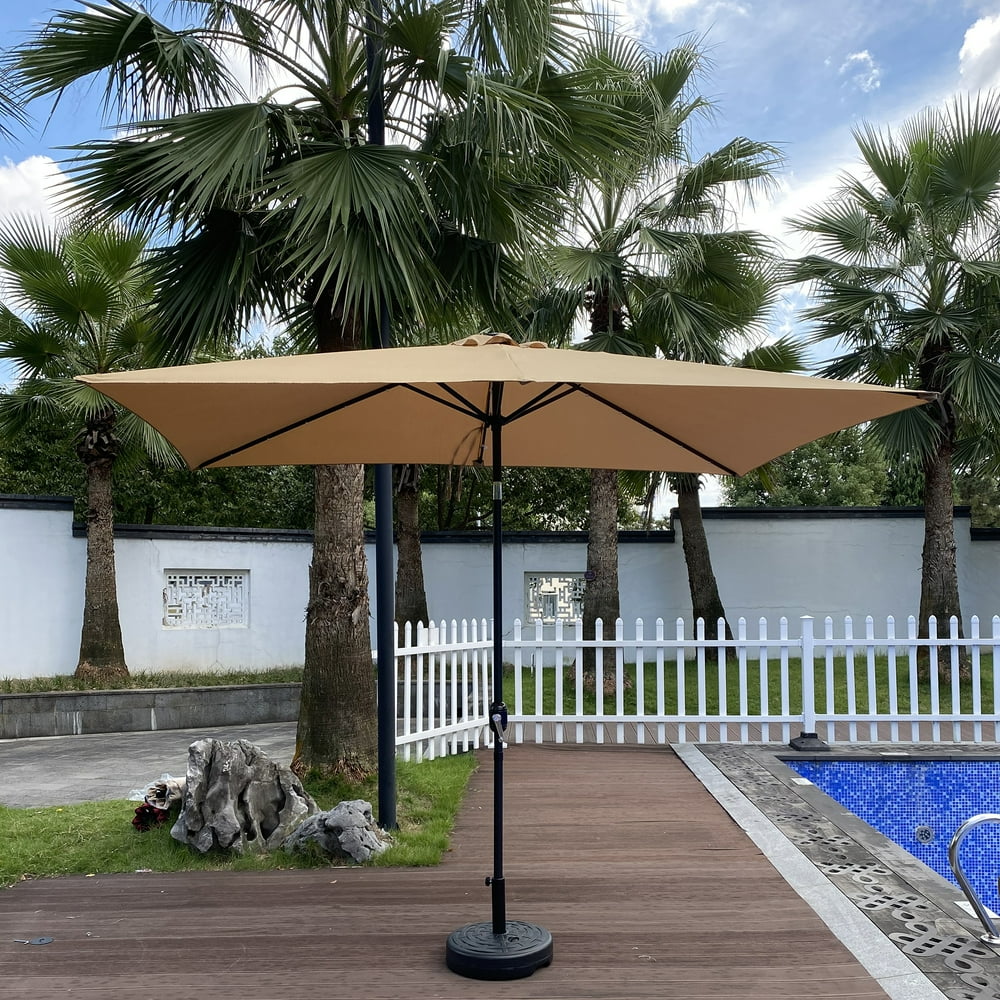 Rectangular Outdoor Table Umbrella, 10x6.5ft Patio Umbrella with Crank
