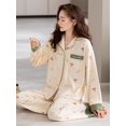 thumbnail image 1 of Pijama de primavera y otoño para mujer, cárdigan de manga larga de algodón, ropa exterior holgada informal, conjunto de ropa para el hogar de otoño e invierno, 1 of 5
