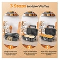 thumbnail image 6 of 3 in 1 Waffle Maker, 1082W Electric Panini Press Grill w/Non-stick Plates, Indicator Lights, Cool Touch Handle, Sandwich Maker w/ 5-gear Temperature Control for Breakfast Grilled Cheese Steak, 6 of 9