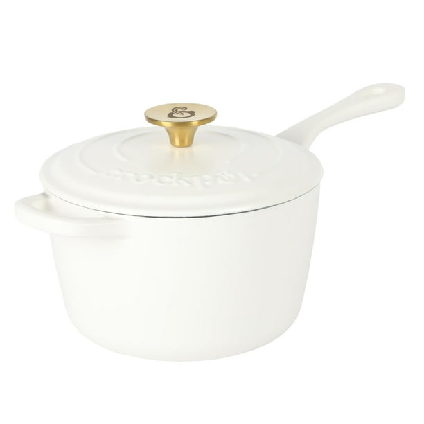 Sartén Crock-Pot de hierro fundido esmaltado de 3 litros con tapa de lino mate