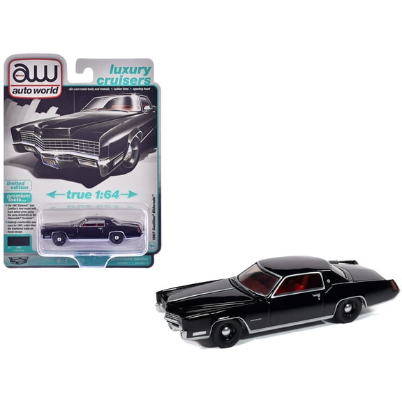1967 Cadillac Eldorado Sable Black with Red Interior "Luxury Cruisers" Series 1/64 Diecast Model Cars by Auto World