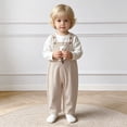 thumbnail image 2 of Pandaie Infant Baby Boy Girl Corduroy Overalls Romper Adjustable Button Suspender Pants Outfit Cute Bear Embroidery Clothes Beige,18-24 Months, 2 of 4
