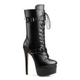 thumbnail image 2 of Ferwind Women's Ultra High Stiletto Heels Platform Mid-Calf Lace Up Boots Female Adult Black  6.5, 2 of 9
