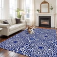 thumbnail image 2 of 8'x10' Area Rugs, Navy Blue Indoor Outdoor Area Rug for Living Room Bedroom, Traditional Tribal Abstract Geometric Art Washable Bathroom Rugs Kitchen Floor Carpet Mats Home Decor Aesthetic, 2 of 8