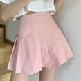 thumbnail image 3 of Girls Women's Pleated Skirt Anti-glare High Waisted College Skater Tennis School A-Line Skirt Uniform Skirts Student Skirt,S-XL,Pink, 3 of 9