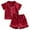 Red, variant on Plebaso Pajamas Set for Kids Button down Short Sleeve Shirts Ruffle Hem Shorts Boys Girls Nightwear Pjs