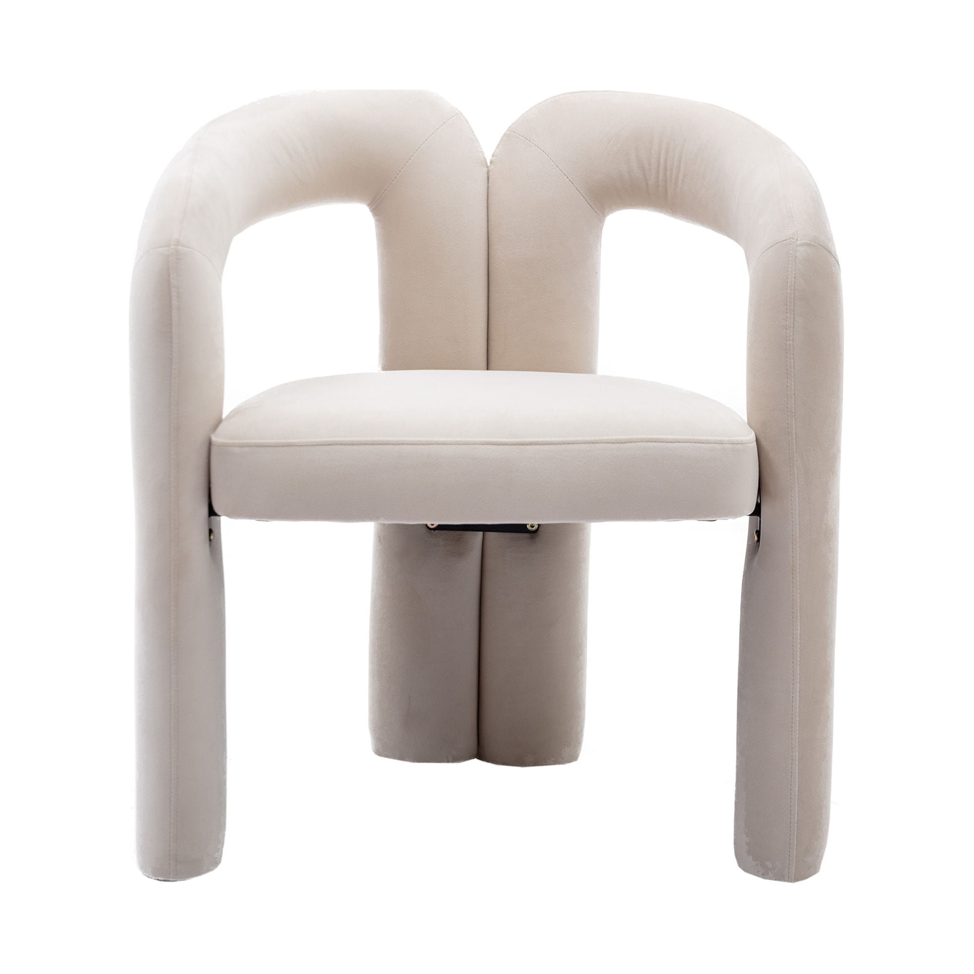 Sailvan Contemporary Velvet Barrel Accent Dining Chairs, Set of 2, Upholstered Side Chairs, Beige