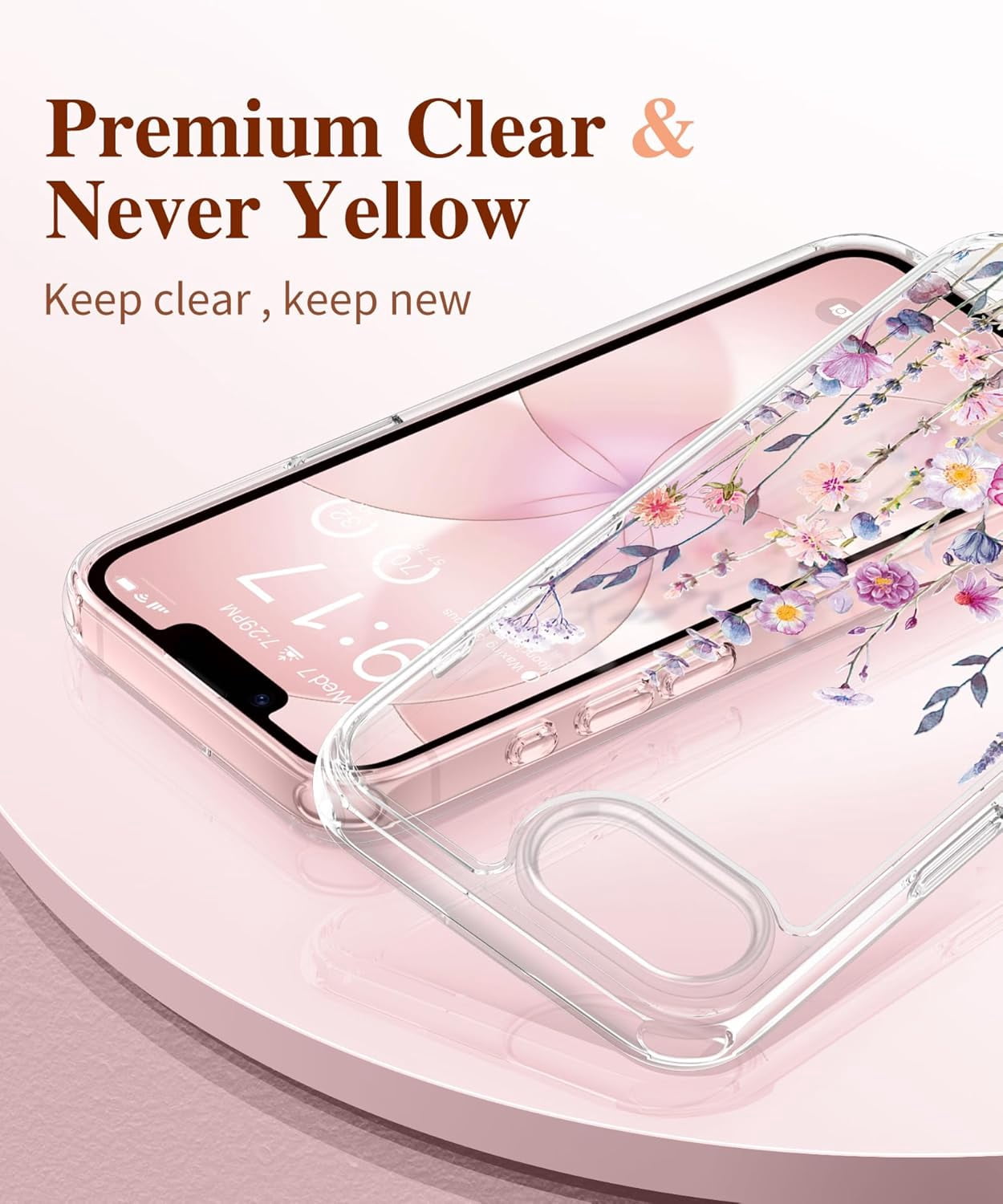 for iPhone 17e Case & iPhone 16e Case, [Non-Yellowing][Military-Grade Protection] Hard PC&TPU Bumper, Floral Shockproof Protective Clear Phone Case (Floratopia/Colorful)
