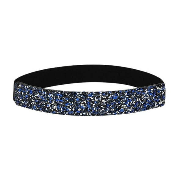 SWSMCLT Women's Stretch Beaded Holeless Bling Fashion Belt Rhinestone Medium Summer Holographic Club Fall Style Fit Waist 25“-37”