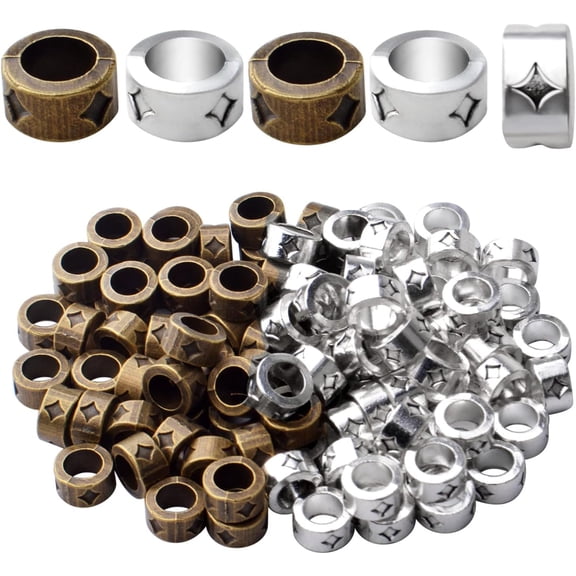100pcs Spacer Bead Large Hole Alloy Tibetan Bead Spacers Tube Spacer Beads Column Beads Charm Beads ,Hole: 5.6mm for DIY Bracelet Necklace Jewelry Making and Crafting