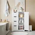 thumbnail image 3 of Yaheetech Wooden Cabinet Storage Unit with 4 Drawers & Cupboard for Bathroom, White, 3 of 7
