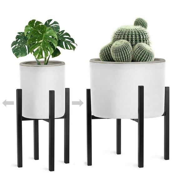 Sorbus Adjustable Mid-Century Plant Stand – Modern Indoor Flower Pot Holder for Home Décor – Black (1-Pack, Plant & Pot Not Included)