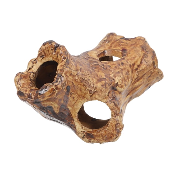 DEEPCRAFF Aquarium Logs for Fish Tank Brown Ceramic Shrimp Shelter Betta Fish Hideout Decor