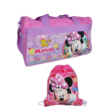 Girls Minnie Mouse Duffel Bag & Sling Bag 2Pc Set Travel Carry On (Best Overnight Bags Womens)