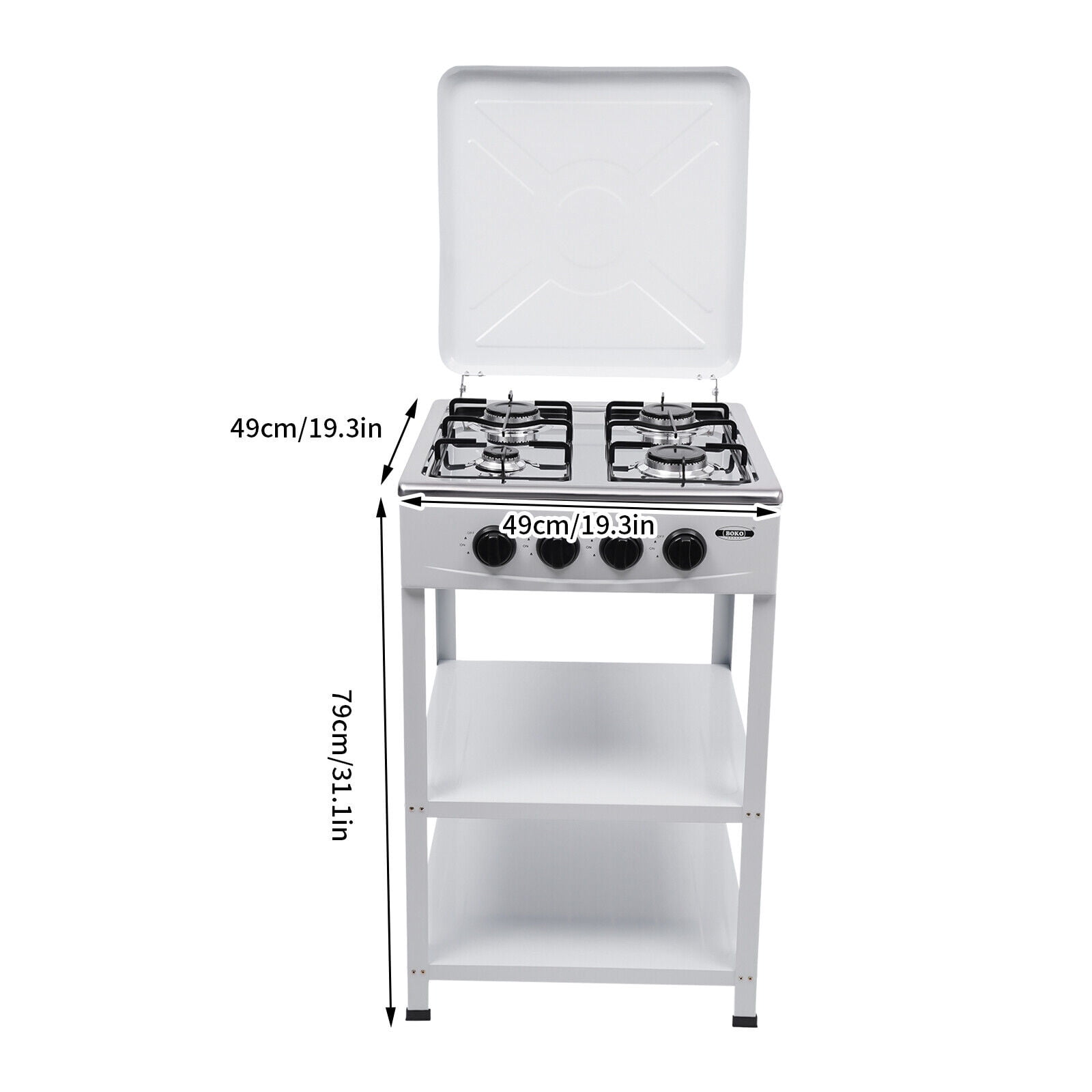 Commercial Restaurant Kitchen Stand 4 Burners Cooking Gas Stove Set With Cover